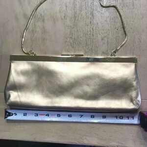 Calvin Klein gold metallic leather formal purse